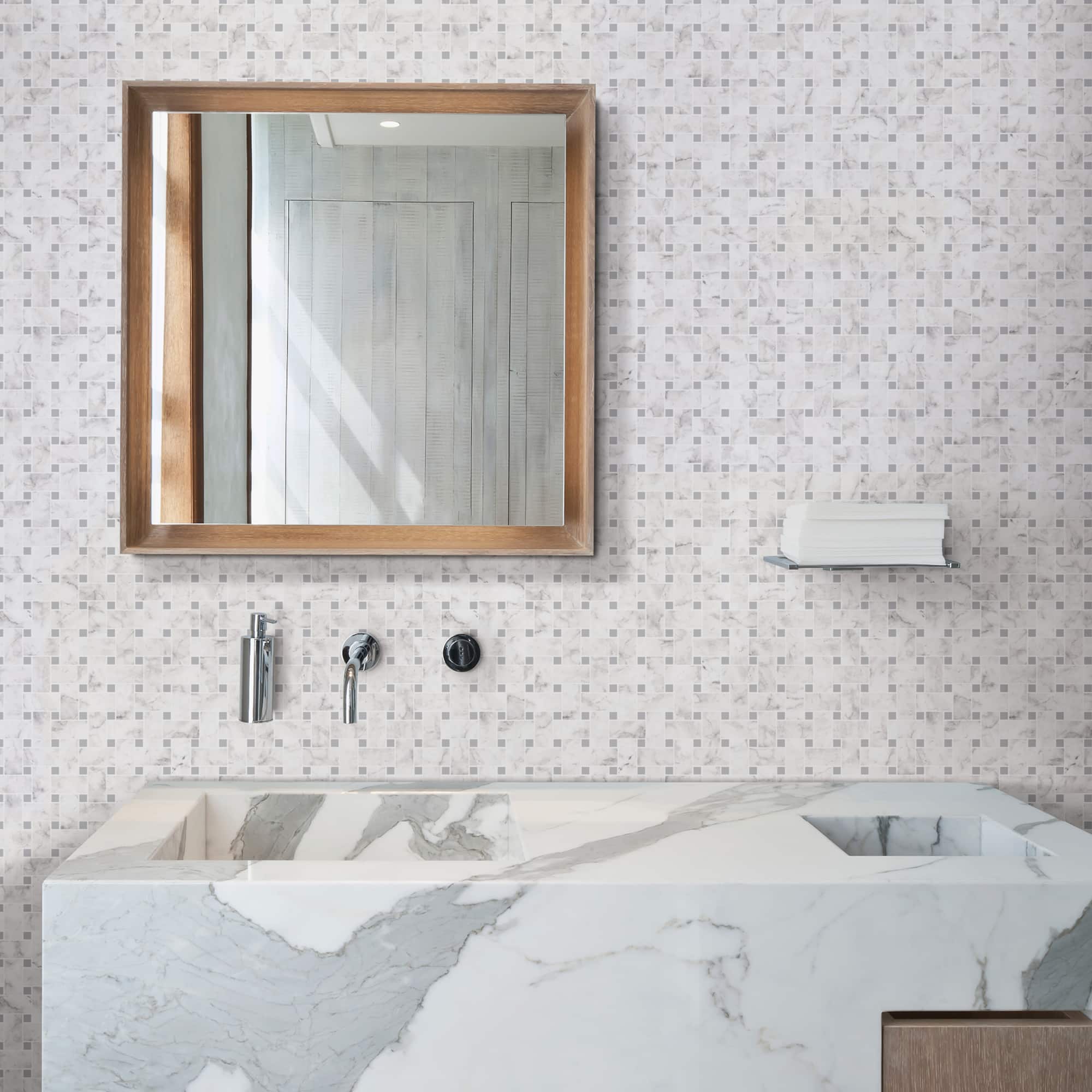 InHome Bianco Carrara Tile Peel & Stick Backsplash